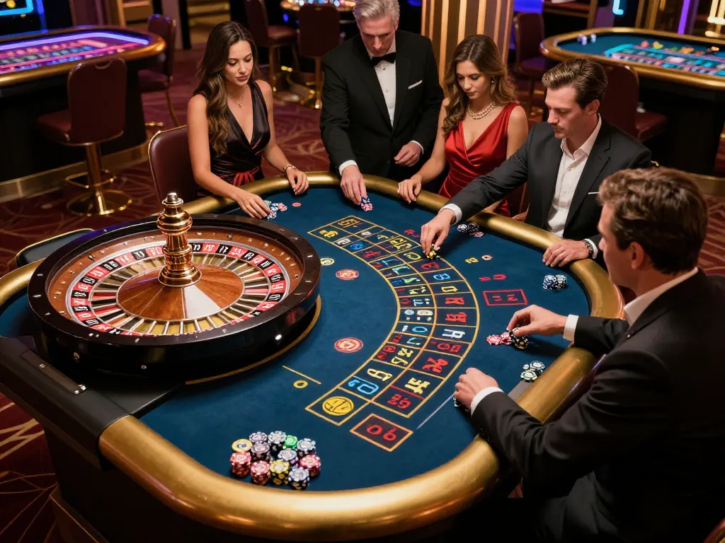 Experience thrilling roulette action at W188 casino with players engaged in strategic bets.