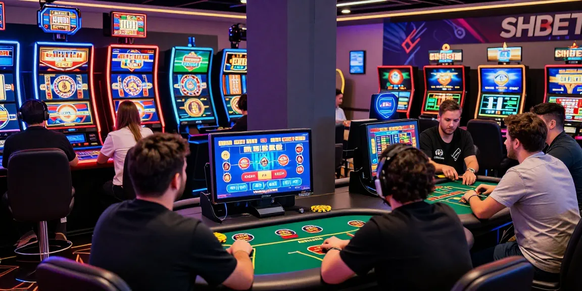 Engaging scene of diverse players at SHBET's online casino showcasing interactive gaming options including live sports betting.