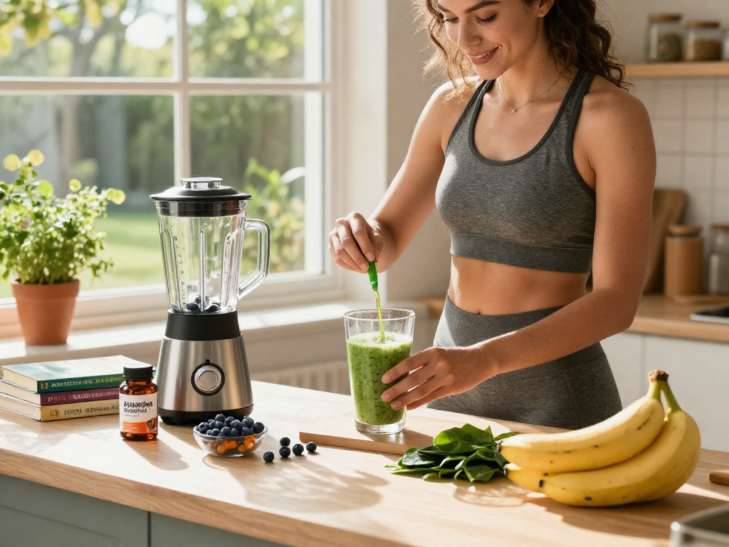 Enhance vitality with astaxanthin softgels in a bright kitchen.