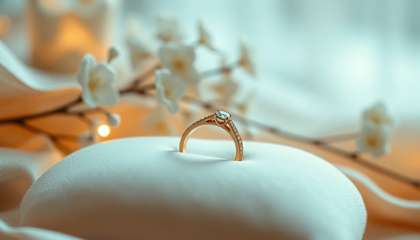 豪華なベルベットのクッションの上に美しく展示された結婚指輪。結婚式のインスピレーションに最適。