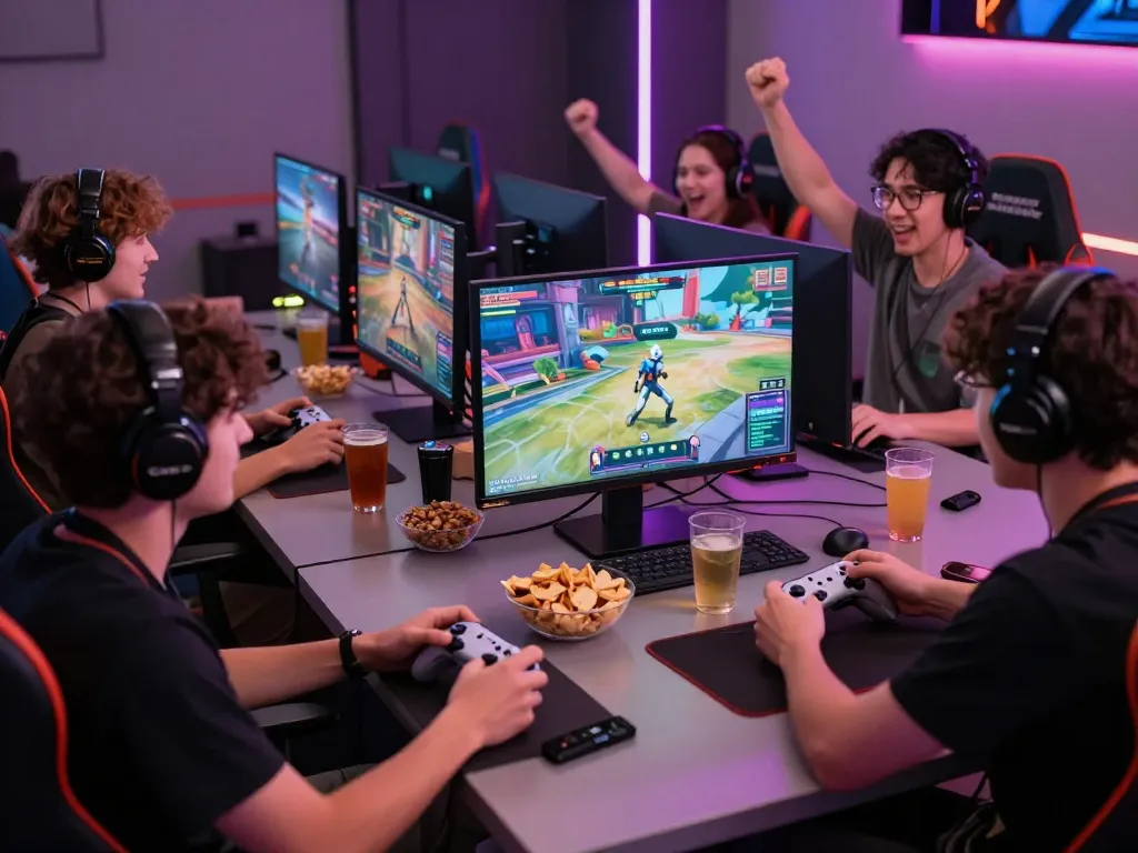 Exciting gaming scene at vegasslot77 with players immersed in online gaming.