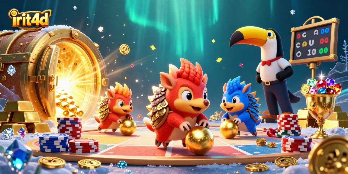Engage with irit4d in a vibrant scene of rival pangolins bowling through poker chips.