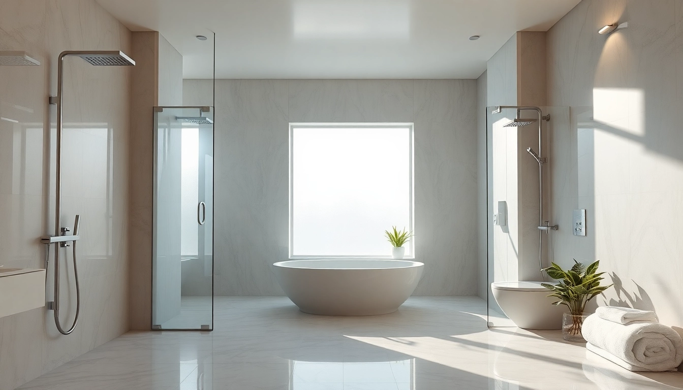 Experience elegant showers featuring sleek designs and modern aesthetics in a luxurious bathroom.
