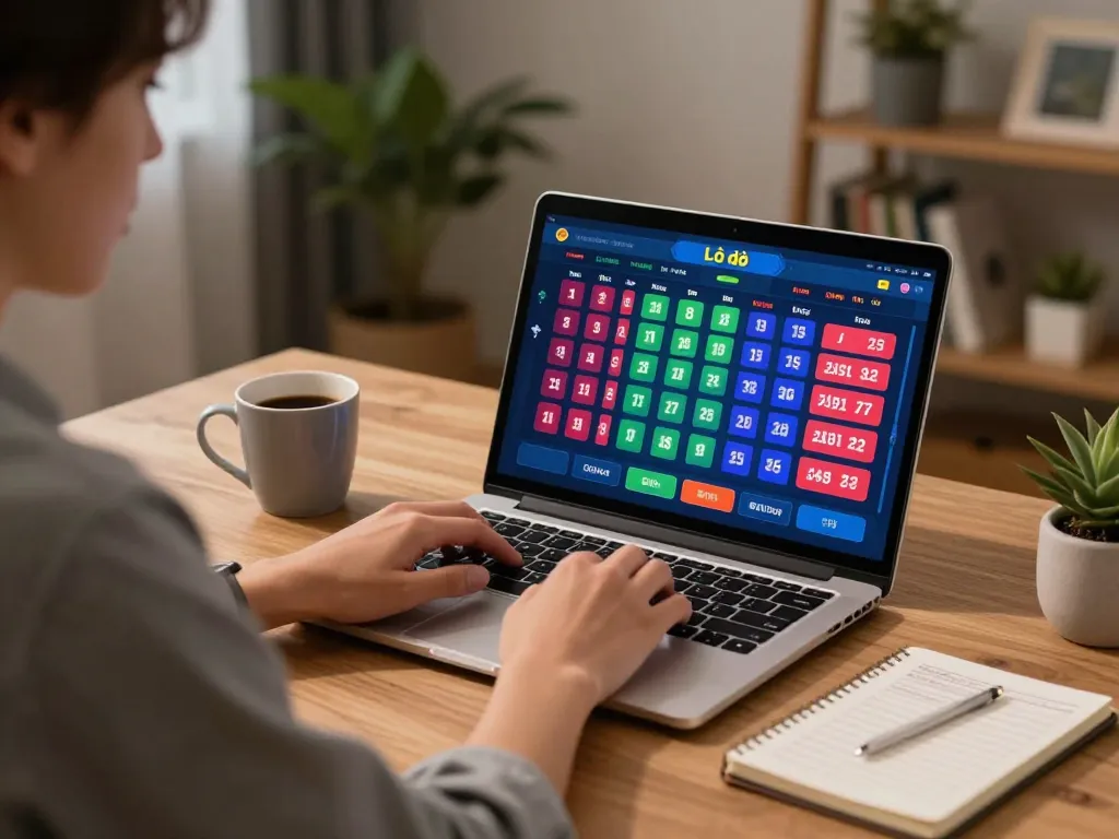 Lô đề online gaming session, showing a player engaged with betting strategies at home.