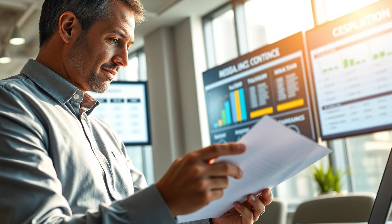 Consultant reviewing FCPA/DCAA/Flowdown/ITAR/EAR compliance regulations in an office setting.