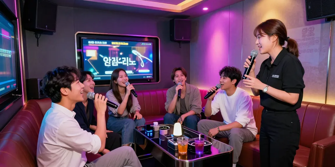 인천쓰리노에서 노래를 부르며 즐거운 시간을 보내는 손님들, 화려한 조명과 현대적인 인테리어가 돋보이는 모습