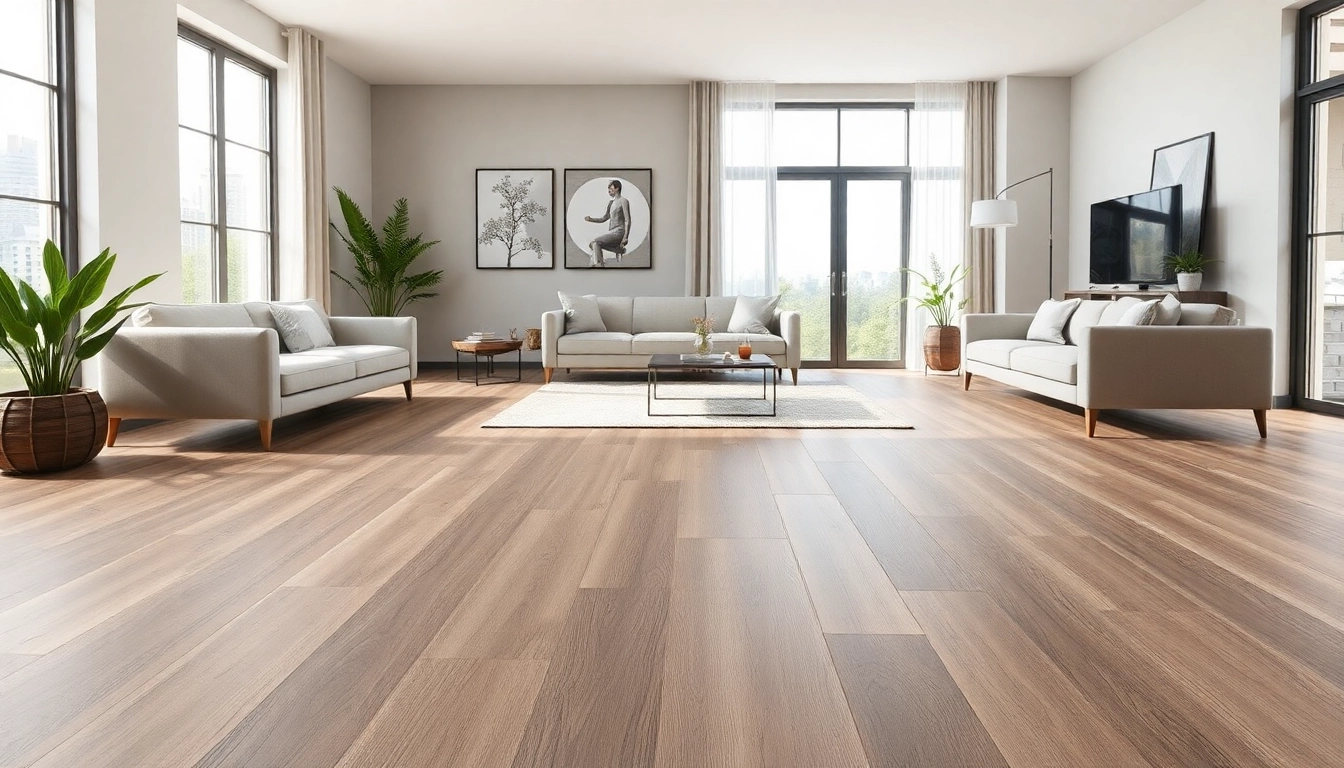 Showcasing flooring chicago with elegant grey oak LVP flooring in a modern living space.