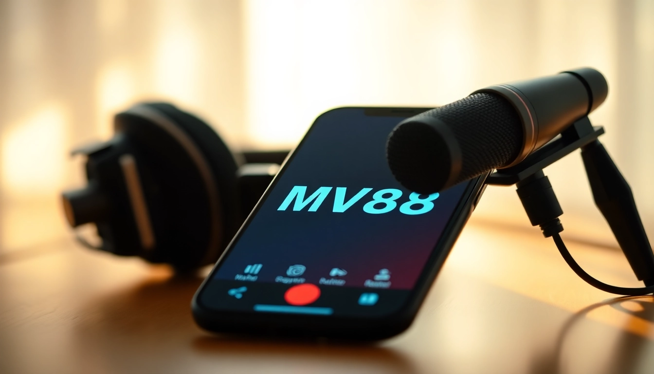 MV88 app interface on a smartphone showcasing a vibrant and professional gaming setup.