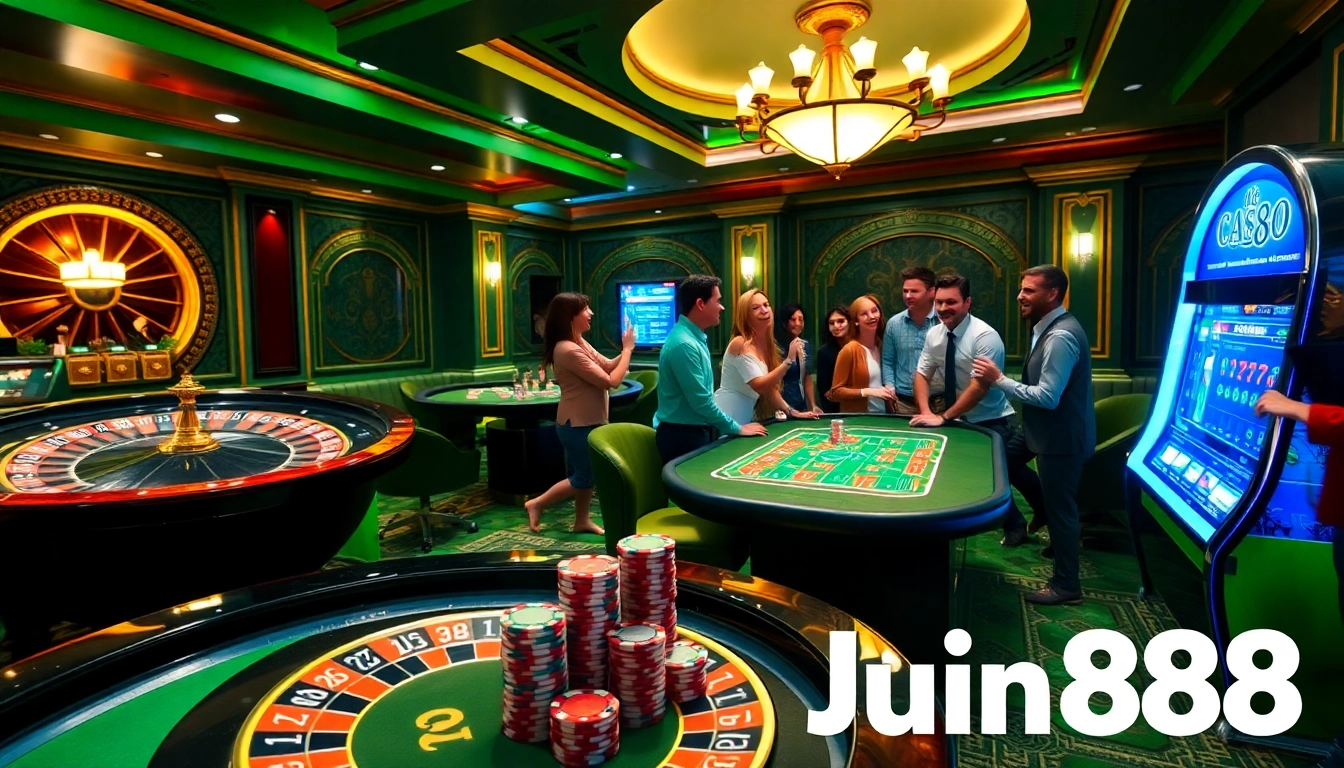 Experience thrilling gaming excitement with Jun88 at a luxurious casino table.