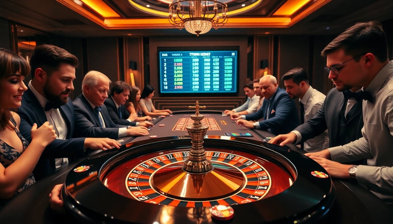 A lively casino scene featuring roulette and betting displays from 7mvn.in.net, capturing the thrill of gambling.