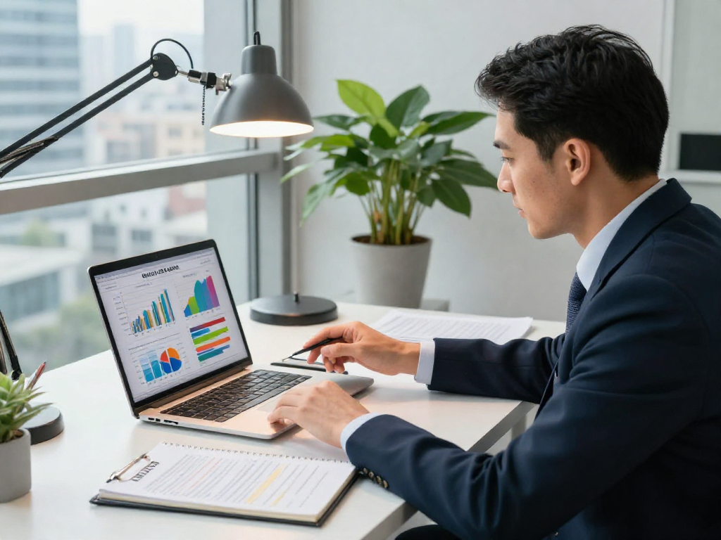 Bardya Ziaian ABC Capital professional analyzing financial strategies in a modern office