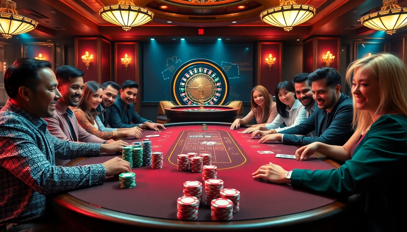 Experience the excitement of 255BET Download with vibrant casino scenes showcasing engaging poker games.