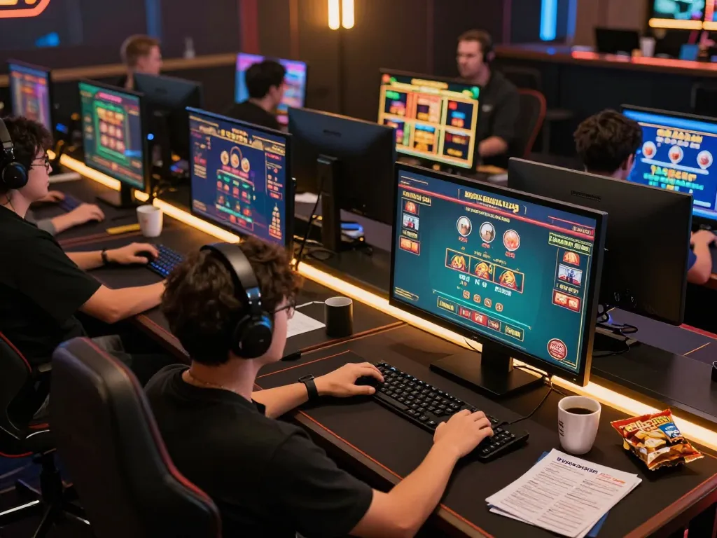 Player enjoying online gaming experience on xx88 with multiple casino games displayed on screens.