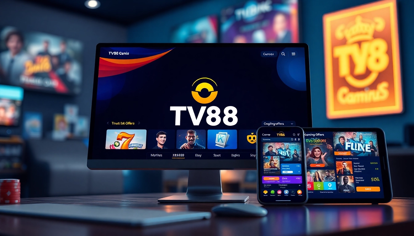 TV88 online gaming platform showcasing a user-friendly interface on desktop and mobile.