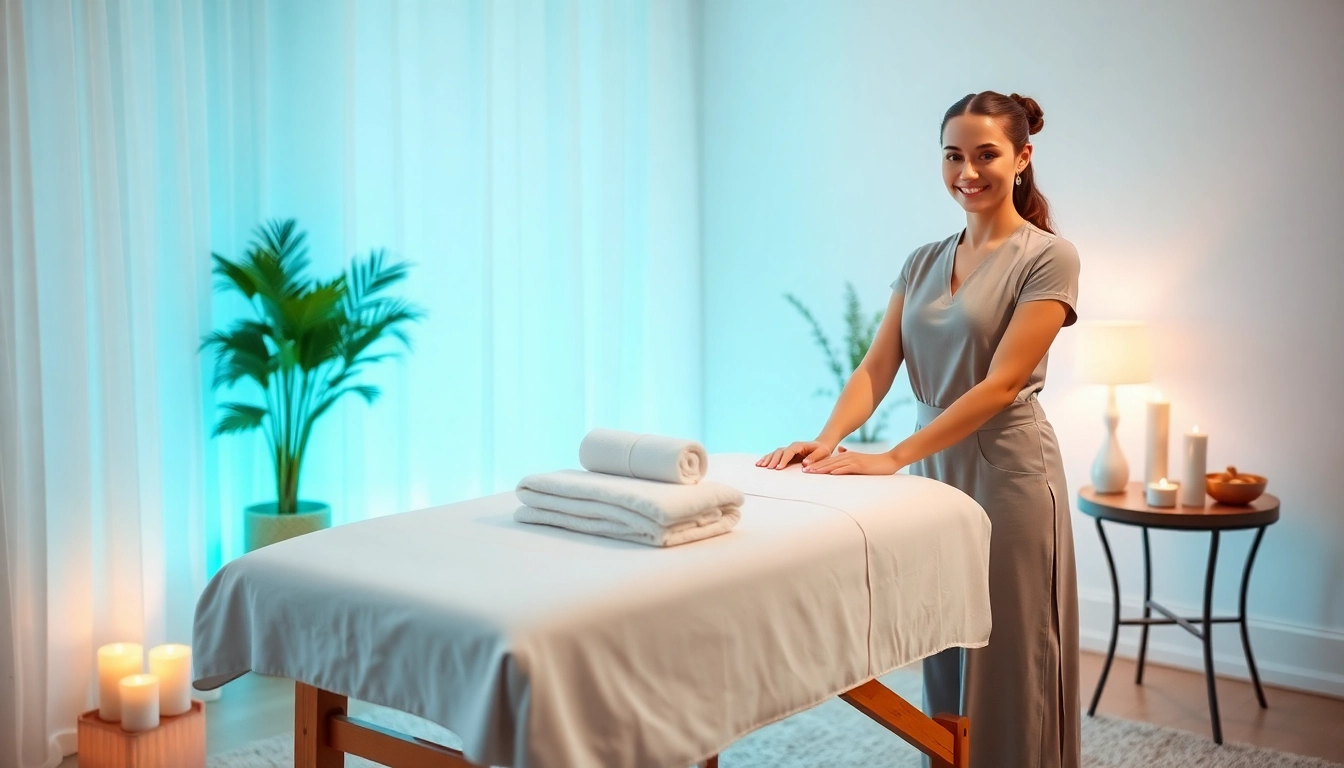 High-quality 출장마사지 setup with an inviting atmosphere and professional female therapist.