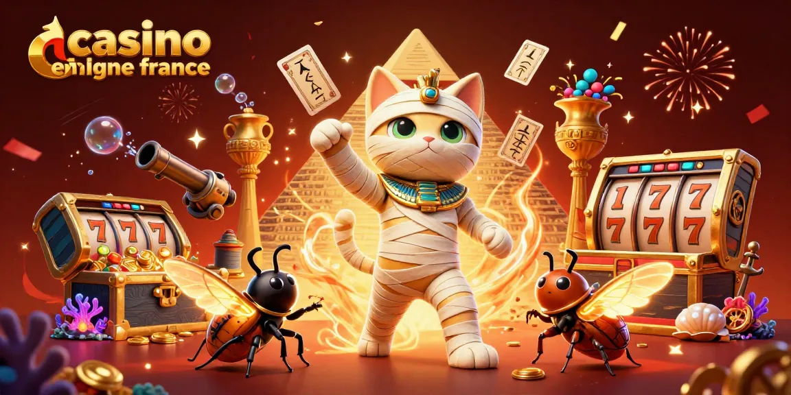 Jouez au casino en ligne France avec une illustration animée captivante de jeux et de jackpots.