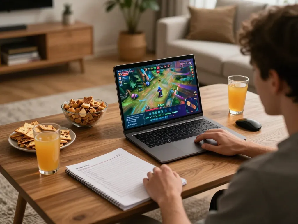 Experience real-time gameplay with okwin in a cozy home environment, engaging with a live dealer game on a laptop.