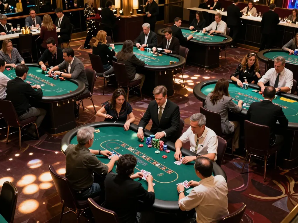 Engaged players in a vibrant poker tournament setting, showcasing strategic interactions around giường bệnh nhân themed gaming tables.
