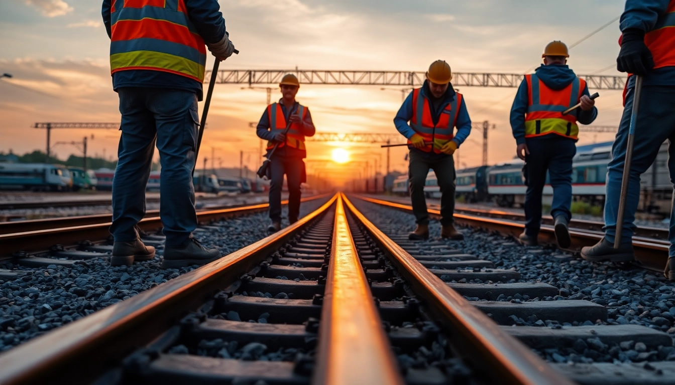 Emergency RailroadRepair by a professional crew restoring railway tracks.