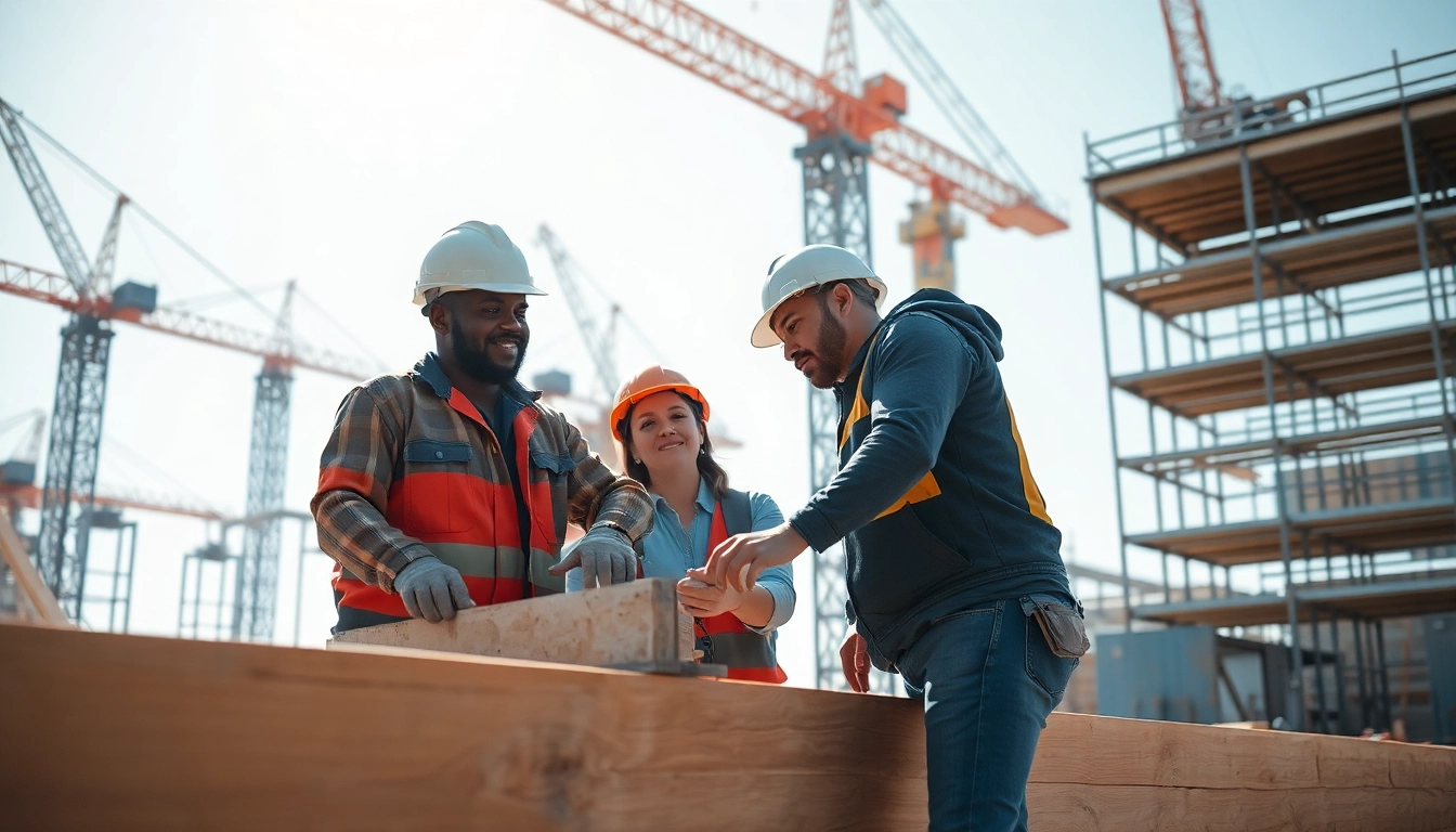 Engaged apprentices in a construction apprenticeship actively collaborating on a job site.
