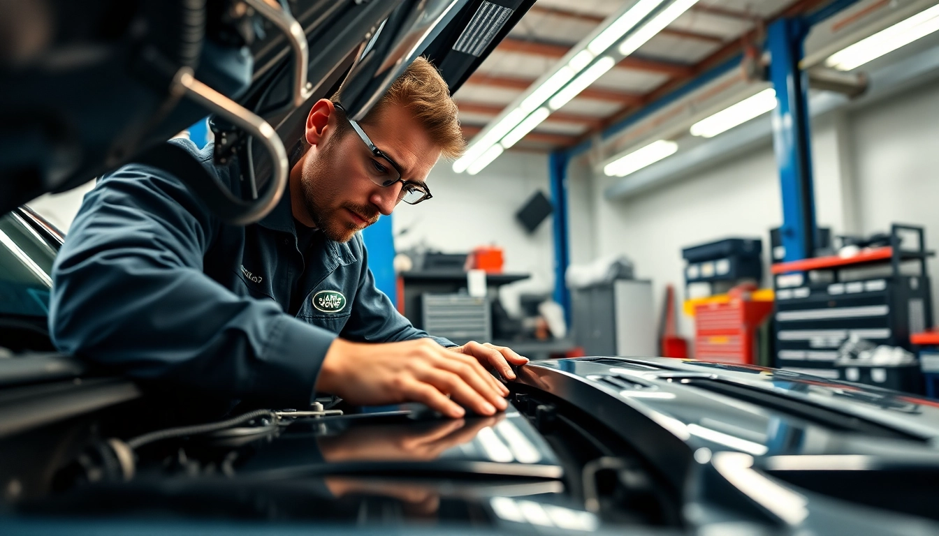 Offering expert Land Rover Service in a modern workshop with a skilled technician at work.