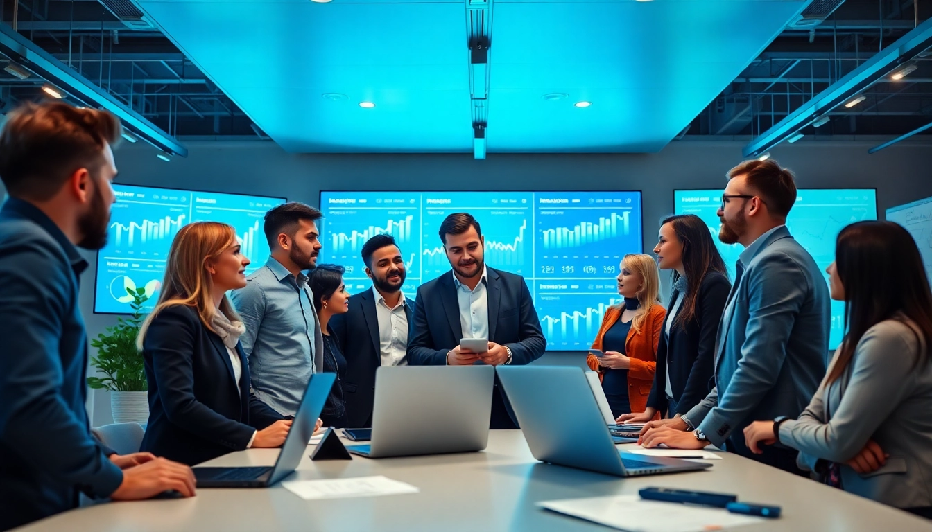 Boosted visibility through Edmonton social media marketing with team collaboration in a dynamic workspace.