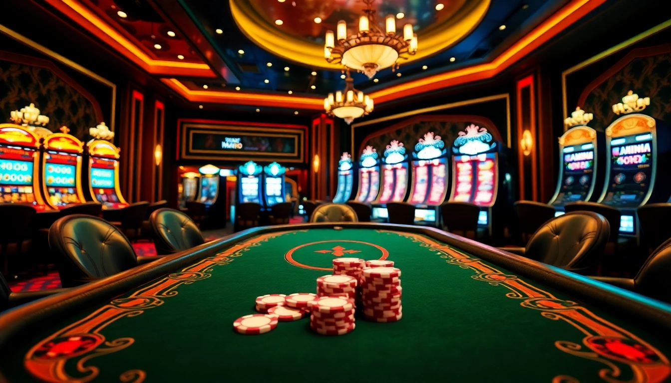 Experience thrilling games and excitement at mm88.com with this luxurious casino scene.