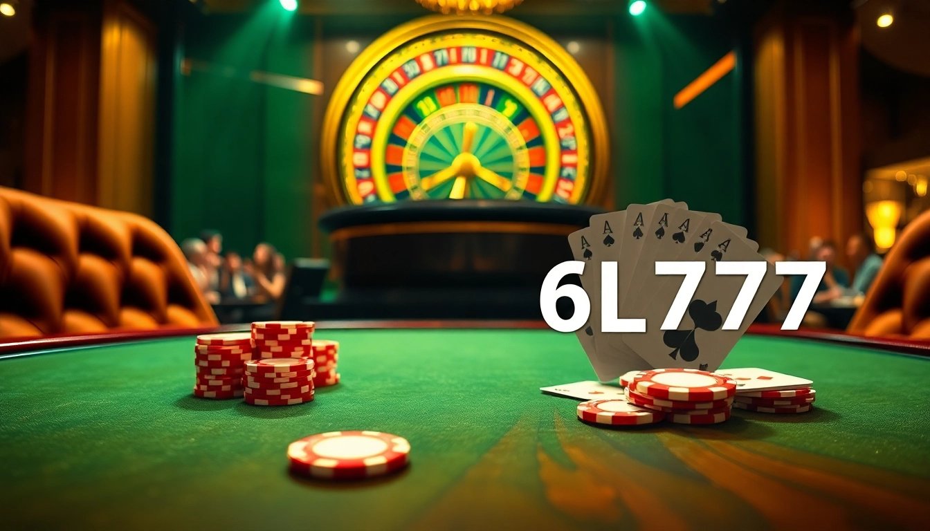 6L777 VIP poker game with luxurious chips and cards on an elegant table.