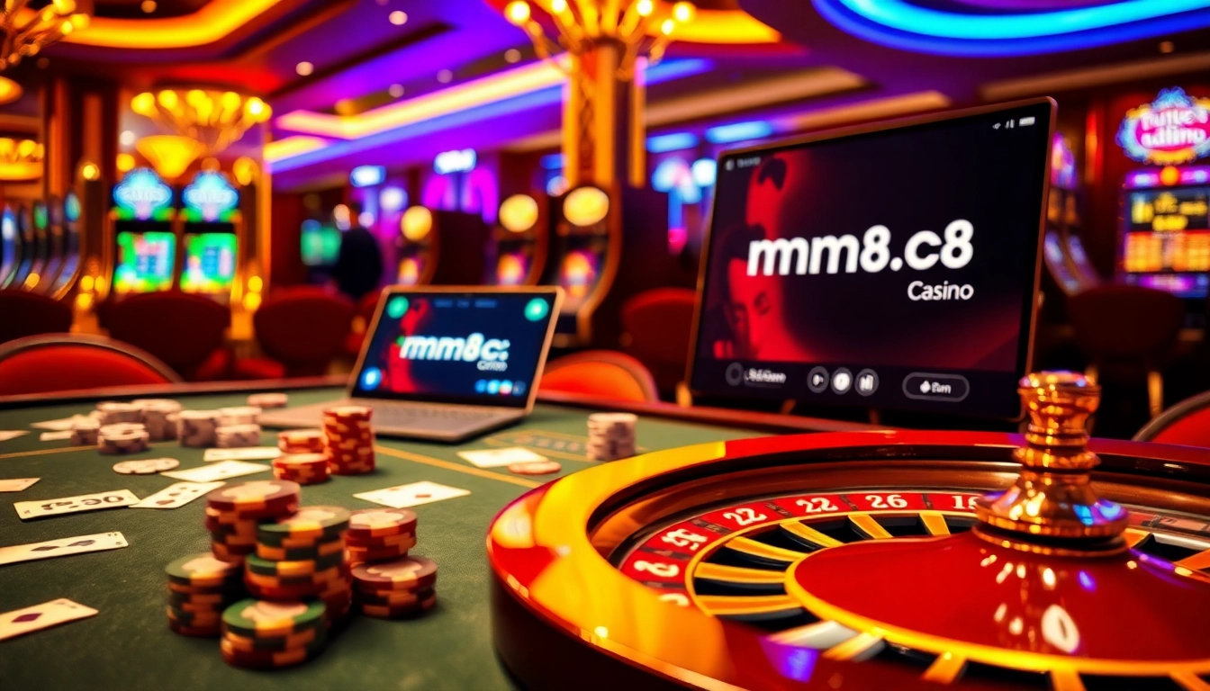 Engaging poker table scene with mm88.br.com branding, highlighting vibrant casino gameplay and excitement.