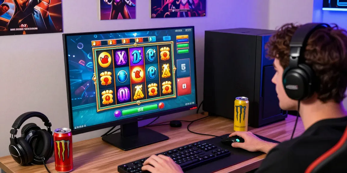 Exciting slot depo 1000 gaming scene with colorful graphics and accessories