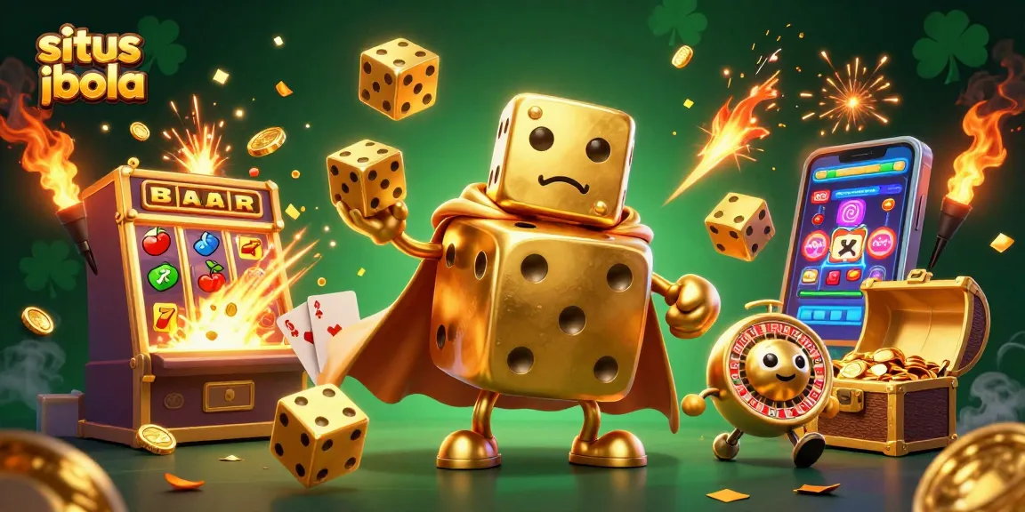 Engage in situs judi bola action with dynamic golden dice characters amid a casino explosion of fun.