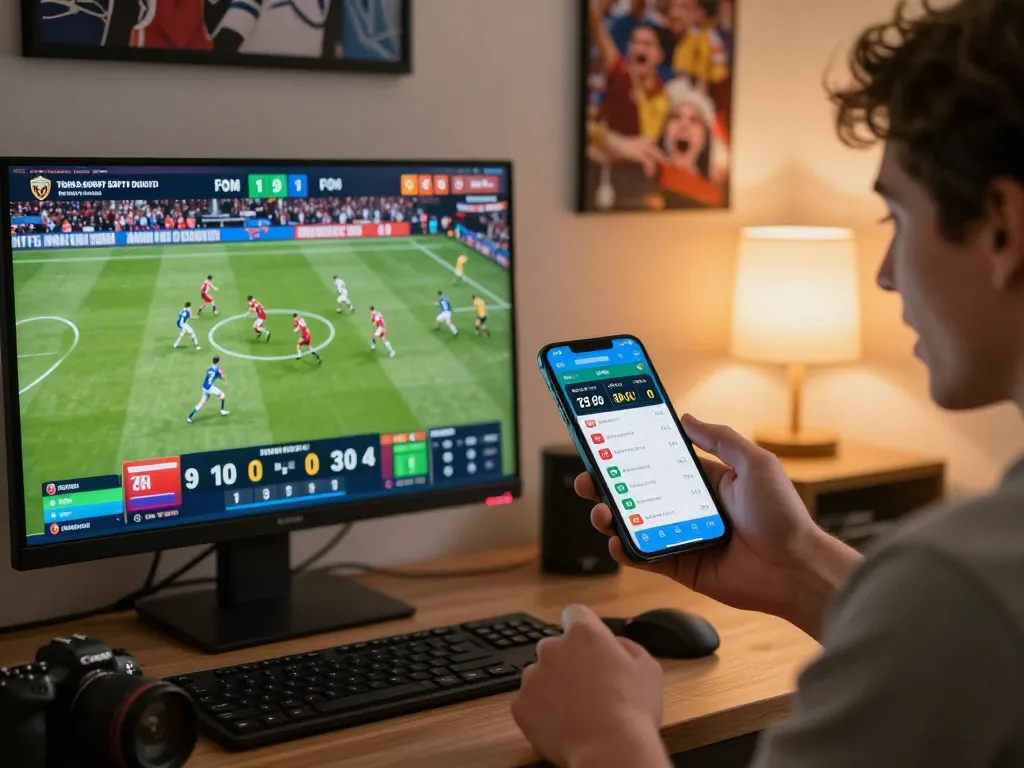 Placing a bet on the Trang Chủ OKFUN sports betting platform at home while analyzing live odds.