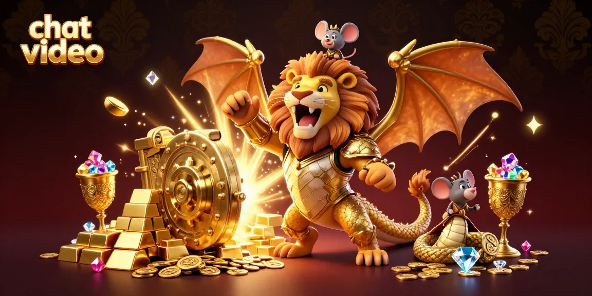 Engage in lively chat video interactions with vibrant characters amidst gold treasures in this thrilling gaming scene.