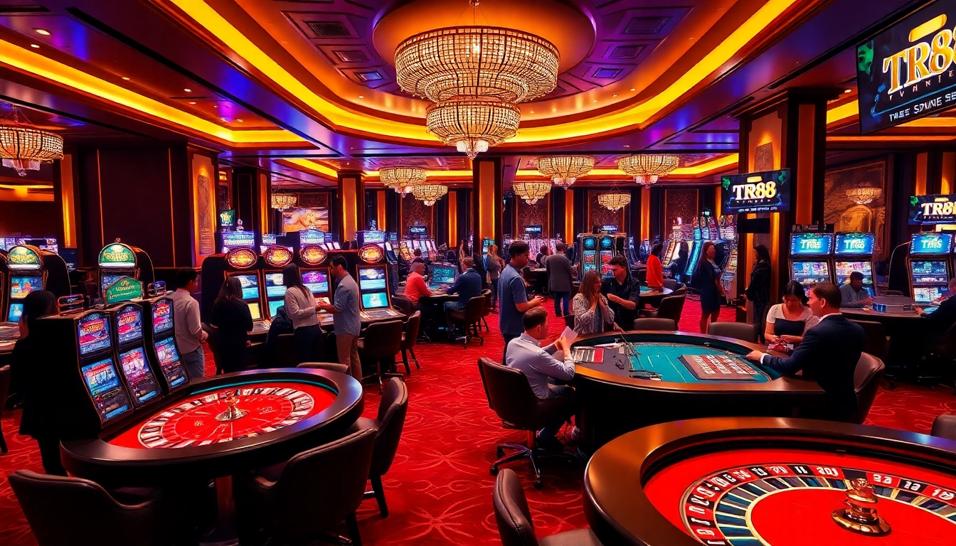 Engage in thrilling casino action at TR88 with dynamic slot machines and vibrant gaming tables.