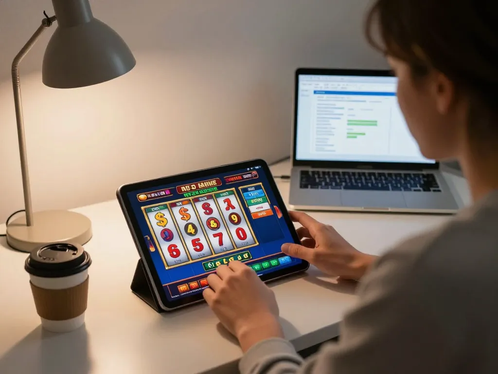 Experience exciting online gameplay with link rr88 in action on tablet, showcasing vibrant slots and ambiance.