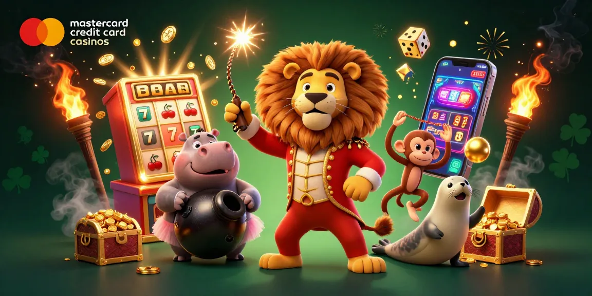 Experience excitement at mastercard credit card casinos with a vibrant circus scene bursting with jackpot images.