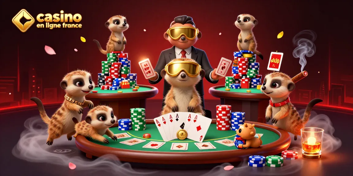 Plongez dans l'univers des casinos en ligne France avec des suricates expérimentés en train de gérer une opération de jeu animée.