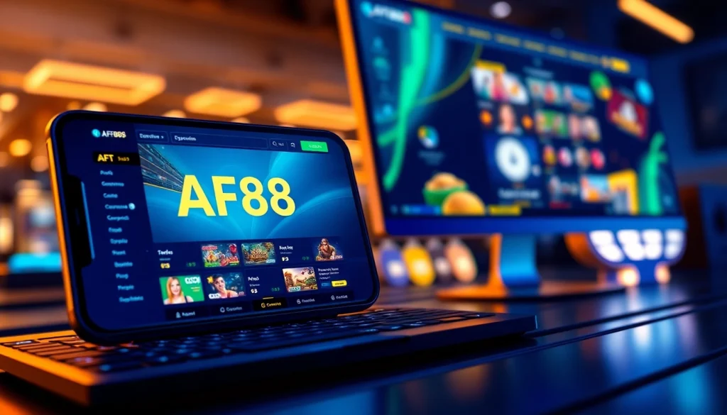 AF88 online gaming platform showcasing vibrant casino games and user-friendly interface