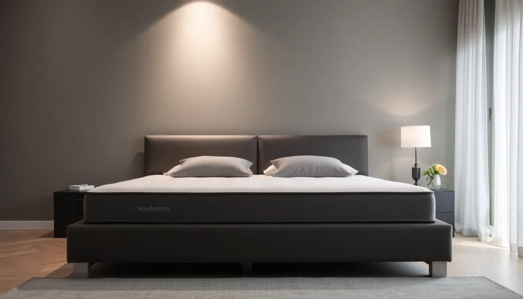 Materasso matrimoniale memory di alta qualità su un letto elegante con biancheria semplice e luminosità accogliente.