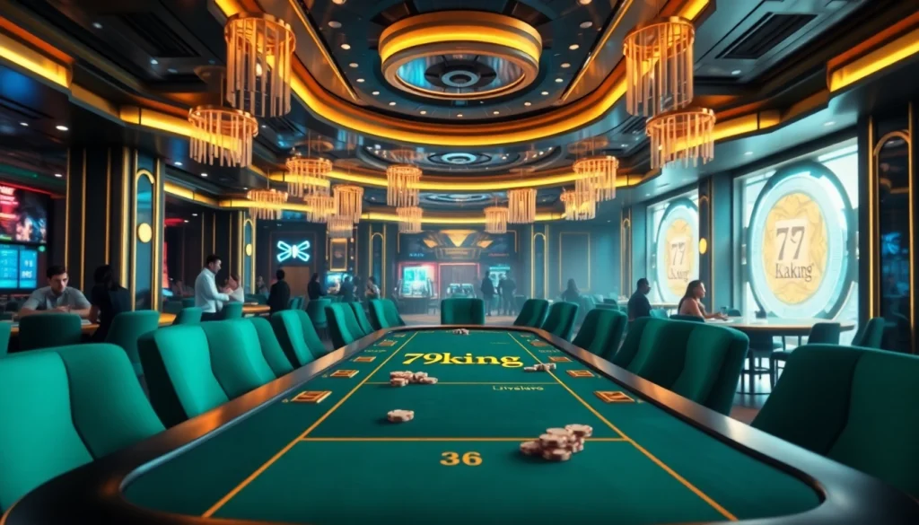 Engaging scene featuring the luxurious "79king" gaming table in a vibrant casino setup.