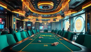 Engaging scene featuring the luxurious "79king" gaming table in a vibrant casino setup.