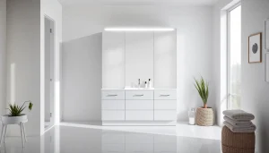 Der sonni Spiegelschrank mit modernem Design und LED-Beleuchtung in einem eleganten Badezimmer.