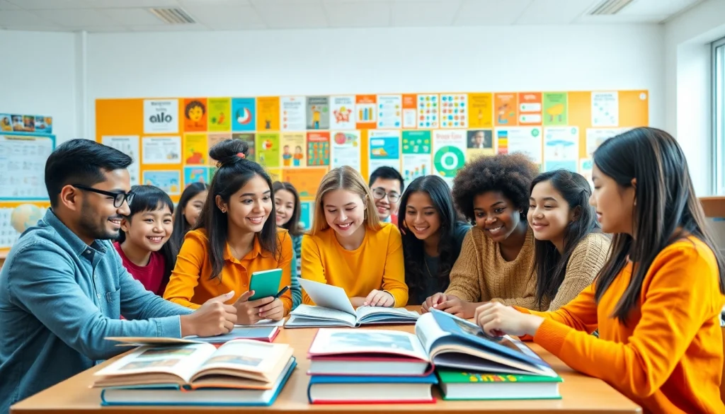 Engaged students collaborating in an uplifting Education environment with vibrant resources.