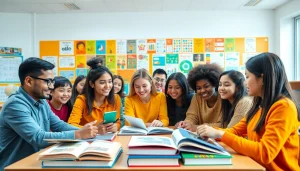 Engaged students collaborating in an uplifting Education environment with vibrant resources.