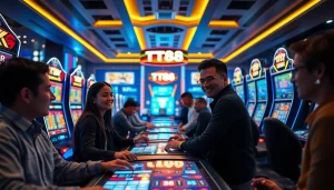 Experience thrilling gaming with TT88's vibrant online casino environment showcasing excited players.