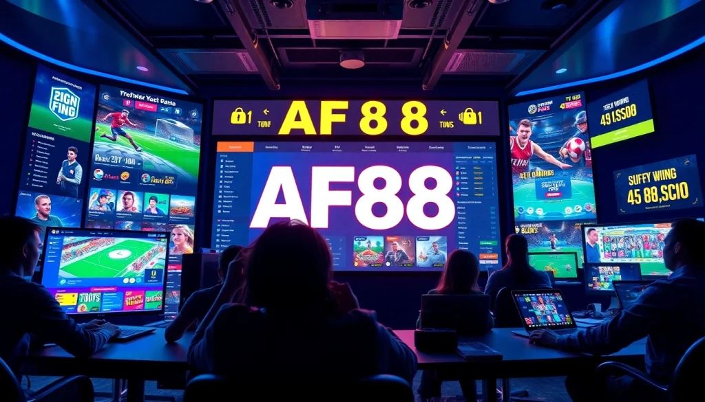 AF88 online gaming interface showcasing sports, casino games, and secure transactions.