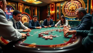 Players enjoying a high-stakes poker game at GG88 casino table.