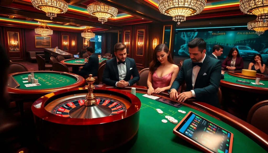 Khela88 VIP players enjoying high-stakes gameplay at an opulent casino table.