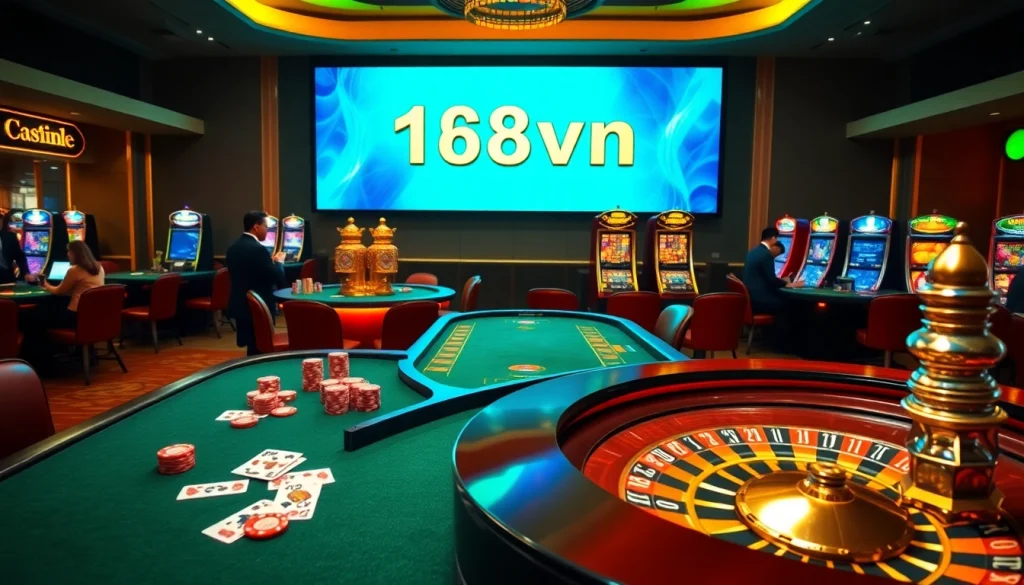 Experience the thrill of winning at the luxurious 168vn casino, with vibrant tables and engaging gameplay.