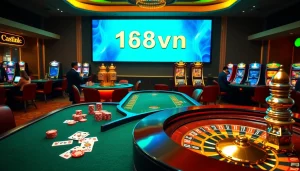 Experience the thrill of winning at the luxurious 168vn casino, with vibrant tables and engaging gameplay.